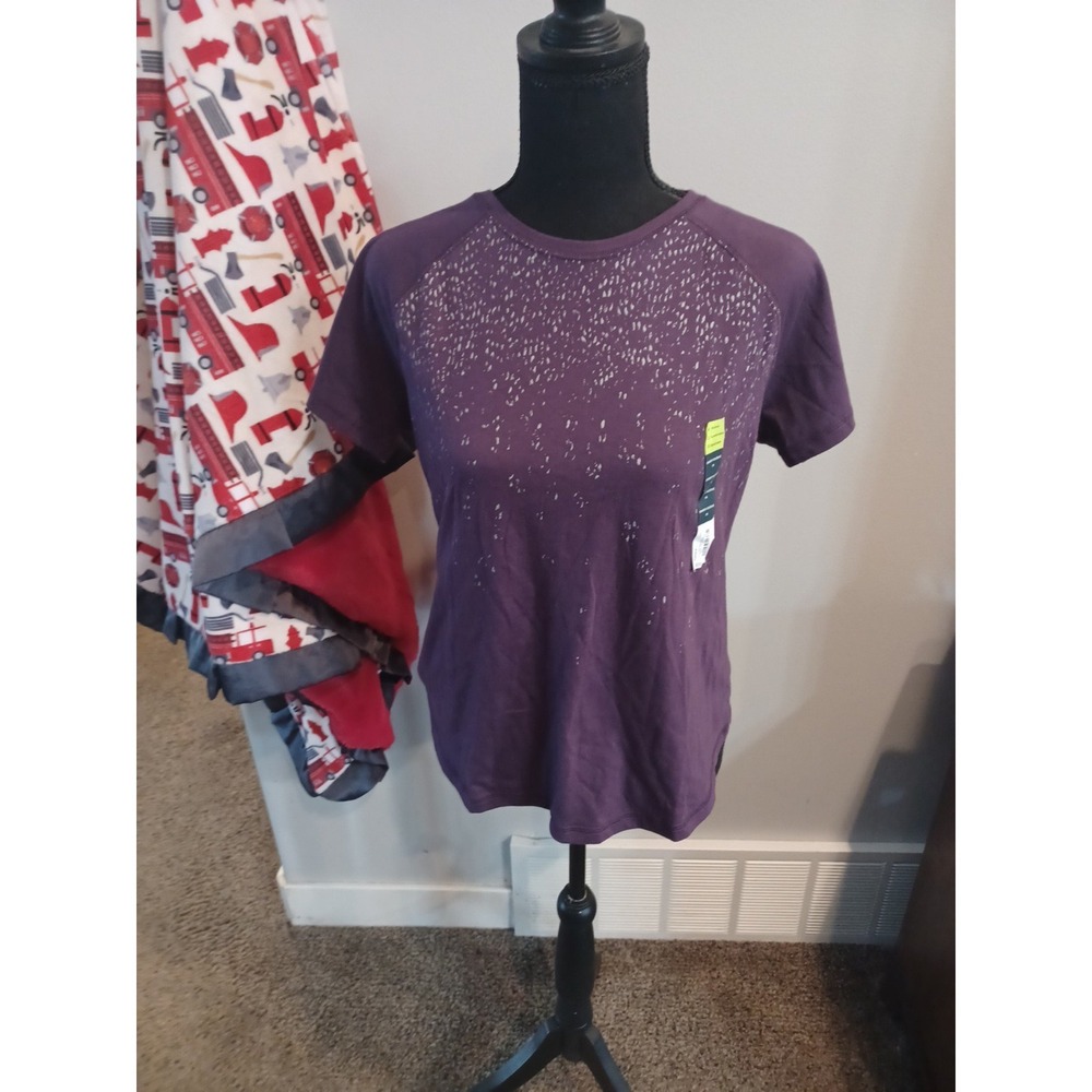 Tek Gear Essential Gear Purple Raglan Short Sleeve Wicking Tee Shirt Womens M